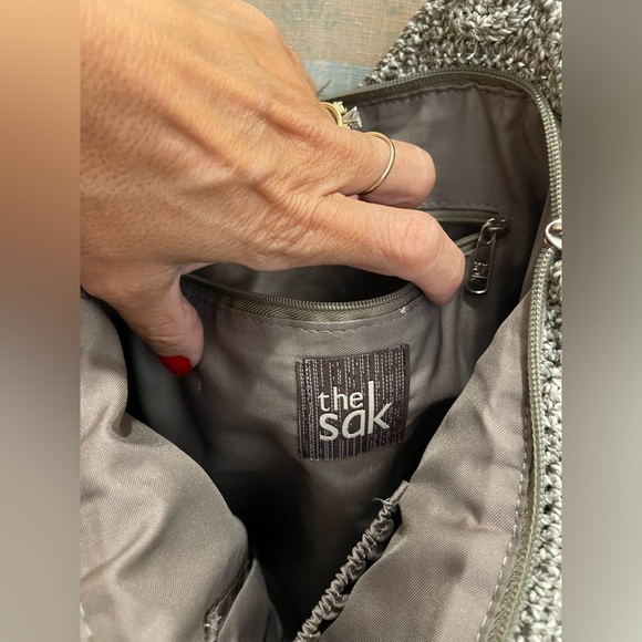 The Sak Boho Tight Knit Shoulder Bag Purse Charm Crochet Hobo Pride Medium Size - Picture 10 of 14